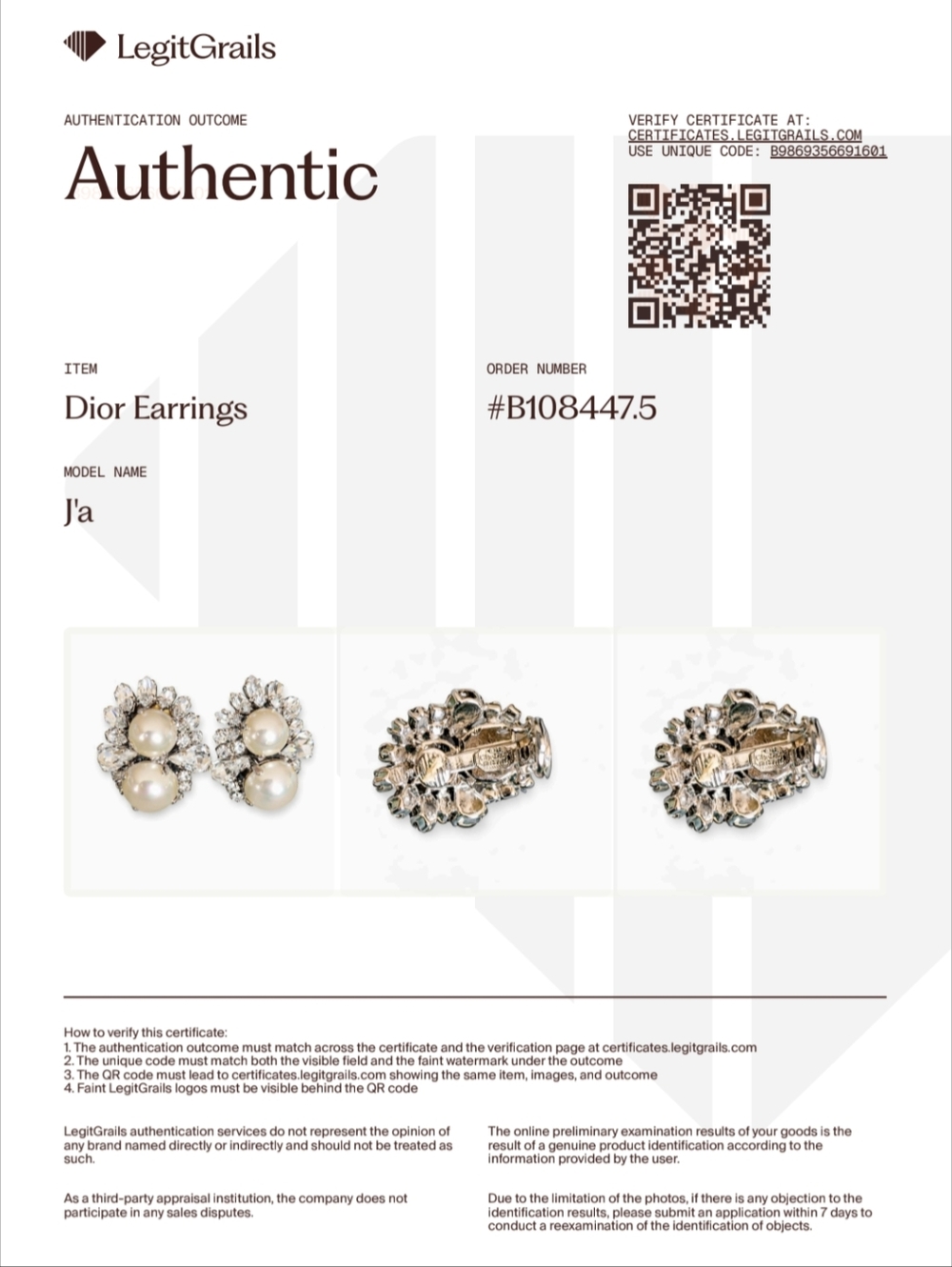 EUC Vintage Christian Dior Germany Clip-On Earrings Faux Pearl & Crystal Cluster - Picture 6 of 6